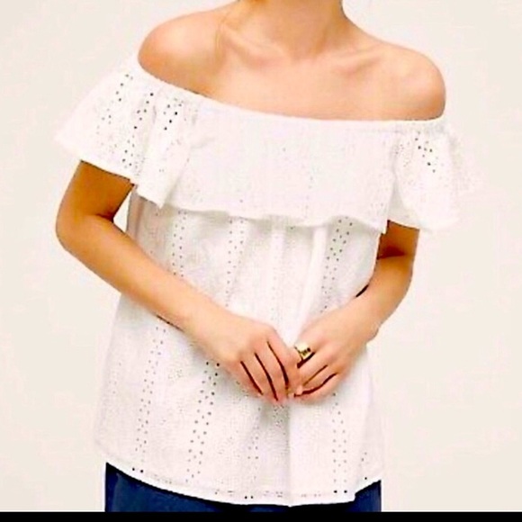 eri + ali Off-the-Shoulder Eyelet Top - Picture 2 of 7